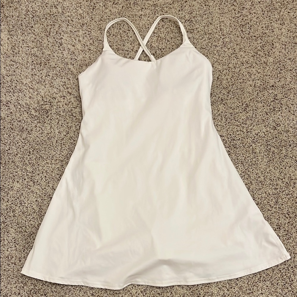 White Workout Dress with Bra Padding & Built in Shorts